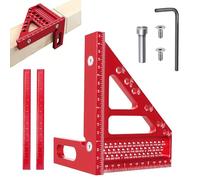 Rapporteur carré de charpentier 3D de haute précision, rapporteur carré de 22,5 à 90 degrés avec broche de position d'angle, règle de mesure multi-angles 3D métrique avec 2 stylos de travail du bois