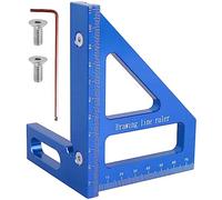 Rapporteur Carré en Alliage D'aluminium 45 90 Degrés 3d Equerre de Menuiserie Échelle Précise Rapporteur Carré pour le Travail du Bois Règle Triangulaire à Onglet pour Ingénieurs Charpentiers (blu)