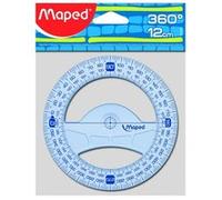 Rapporteur Geometric 360° - MAPED - 12 cm - Plastique transparent - Graduation en couleur - Résistant UV