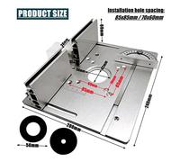 Rapporteur d'angle, 2 en 1 aluminium routeur Table plaque d'insertion routeur à bois électrique coupe Machine plaque rabattable installer trou espacement 85 * 85mm 70 * 60mm(Set A)