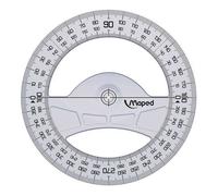 Rapporteur Geometric 360° - MAPED - 12 cm - Plastique transparent - Graduation en couleur - Résistant UV