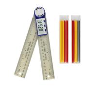 Rapporteur professionnel pour le travail du bois 3 V - Grande batterie - Économie d'énergie - Bouton verrouillable - Outil de mesure à double échelle - Bouton de verrouillage - Jauge de mesure d'angle