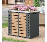 RAPRAP Unité De Rangement Pour Bacs, Panneaux Horizontaux Imitation Bois, Verrouillable, Deux Portes, Espace De Plantation, Porte À Panneau Creux En Forme De Losange, Pour 4 Bacs,2 bin