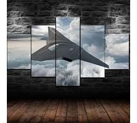 RAPSANI Avec cadre Peinture 5 Pièces toile de peinture Avion de chasse,Art Moderne,HD Sticker Mural Modulaire Affiche Décor,Cadeau,tableau decoration murale chambre 125x60cm