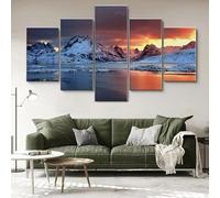 RAPSANI Avec cadre Peinture 5 Pièces toile de peinture Le Glacier Whistle Stop Alaska,Art Moderne,HD Sticker Mural Modulaire Affiche Décor,Cadeau,tableau decoration murale chambre 125x60cm