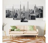 RAPSANI Avec cadre Peinture 5 Pièces toile de peinture New York en noir et blanc,Art Moderne,HD Sticker Mural Modulaire Affiche Décor,Cadeau,tableau decoration murale chambre 125x60cm