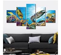 RAPSANI Avec cadre Peinture 5 Pièces toile de peinture Tortue de l’océan nageant,Art Moderne,HD Sticker Mural Modulaire Affiche Décor,Cadeau,tableau decoration murale chambre 125x60cm