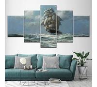 RAPSANI Avec cadre Peinture 5 Pièces toile de peinture Vieux voilier,Art Moderne,HD Sticker Mural Modulaire Affiche Décor,Cadeau,tableau decoration murale chambre 125x60cm