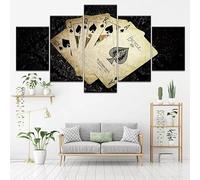 RAPSANI Impression sur toile 5 Parties peinture sur toile tableau decoration murale salon,Cartes de poker Royal Flush,tableau xxl,cadre,decoration chambre maison,150x80cm