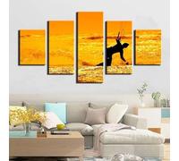 RAPSANI Impression sur toile 5 Parties peinture sur toile tableau decoration murale salon,L’heure dorée du kite surf,tableau xxl,cadre,decoration chambre maison,150x80cm