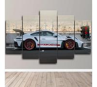 RAPSANI Tableau Multi Panneau 5 parties Tableau sur Toile,Voiture de sport de course,tableau mural decoration salon moderne xxl,cadre,accroche cadre sans percer,Créatif Cadeau,200x100cm