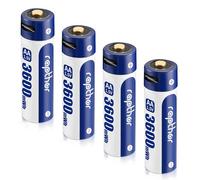 Rapthor Batterie AA rechargeable 1,5 V, haute performance, charge USB-C rapide et durable, 3600 mWh pour télécommandes, jouets à piles, claviers, souris sans fil