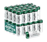 Rapthor Lot de 40 piles au lithium CR123A 3 V 1650 mAh pour capteurs, serrures sans lash photo et lampes de poche, certifiées CE, UL, ROHS - Non rechargeables