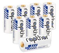 rapthor Rechargeables Batteries 123A 750mAh 3.7V pour caméra de sécurité sans Fil Compatible avec Arlo VMC3030/VMK3200/VMS3330/3430/3530 Lampes de Poche capteurs intelligents d'alarme (750-8Pack)