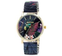 Raptor Colorful Edition Montre pour femme Ø 36 mm avec cordon de serrage en acier inoxydable Motif imprimé multicolore Analogique à quartz, Toucan multicolore, Bracelet