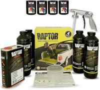 Raptor Lot de 4 revêtements de peinture avec pistolet UBS + 4 x 0,1 l Raptor concentré de peinture Toutes les couleurs RAL/Upol (RAL 8019 gris marron)