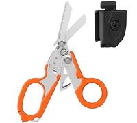 Raptor Response Ciseaux d'urgence 6 en 1, pince multi-outils, pince pliante tactique avec coupe-sangle et brise-verre, orange avec étui