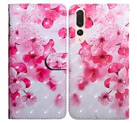 Rapuled Coque pour Huawei P20 Lite, Housse Premium en Cuir Huawei P20 Lite, Magnétique à Clapet Anti-Choc Flip Case Portefeuille PU Cuir à Rabat Housse Étui de Protection avec Porte Cartes (Fleur 2)