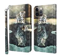 Rapuled Coque pour iPhone 11 Pro, Housse Premium en Cuir iPhone 11 Pro (5,8 Pouces), Magnetique Flip Case Portefeuille PU Cuir à Rabat Housse Étui de Protection avec Porte Cartes (Chat 1)