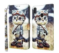 Rapuled Coque pour Samsung Galaxy A10E/A20E, Housse Premium en Cuir Samsung A10E/A20E, Magnetique Flip Case Portefeuille PU Cuir à Rabat Housse Étui de Protection avec Porte Cartes (Chat 2)