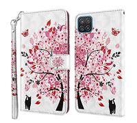 Rapuled Coque pour Samsung Galaxy A12 5G, Housse Premium en Cuir Samsung A12 5G, Magnetique Flip Case Portefeuille PU Cuir à Rabat Housse Étui de Protection avec Porte Cartes (Arbre)