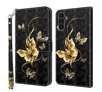 Rapuled Coque pour Samsung Galaxy A14 5G, Housse Premium en Cuir Samsung A14 5G, Magnetique Flip Case Portefeuille PU Cuir à Rabat Housse Étui de Protection avec Porte Cartes (Papillon 5)