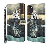 Rapuled Coque pour Samsung Galaxy A31, Housse Premium en Cuir Samsung A31, Magnétique à Clapet Anti-Choc Flip Case Portefeuille PU Cuir à Rabat Housse Étui de Protection avec Porte Cartes (Chat 1)