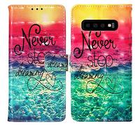 Rapuled Coque pour Samsung Galaxy S10, Housse Premium en Cuir Samsung S10, Magnétique à Clapet Anti-Choc Flip Case Portefeuille PU Cuir à Rabat Housse Étui de Protection avec Porte Cartes (Océan)
