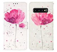 Rapuled Coque pour Samsung Galaxy S10 Plus, Housse Premium en Cuir Samsung S10 Plus, Magnetique Flip Case Portefeuille PU Cuir à Rabat Housse Étui de Protection avec Porte Cartes (Fleur 1)