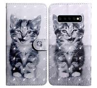 Rapuled Coque pour Samsung Galaxy S10 Plus, Housse Premium en Cuir Samsung S10 Plus, Magnetique Flip Case Portefeuille PU Cuir à Rabat Housse Étui de Protection avec Porte Cartes (Chat 4)