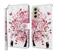 Rapuled Coque pour Samsung Galaxy S21 FE, Housse Premium en Cuir Samsung S21 FE, Magnetique Flip Case Portefeuille PU Cuir à Rabat Housse Étui de Protection avec Porte Cartes (Arbre)