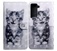 Rapuled Coque pour Samsung Galaxy S21 Plus, Housse Premium en Cuir Samsung S21 Plus, Magnetique Flip Case Portefeuille PU Cuir à Rabat Housse Étui de Protection avec Porte Cartes (Chat 4)