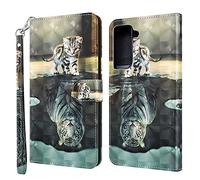Rapuled Coque pour Samsung Galaxy S21 Plus, Housse Premium en Cuir Samsung S21 Plus, Magnetique Flip Case Portefeuille PU Cuir à Rabat Housse Étui de Protection avec Porte Cartes (Chat 1)