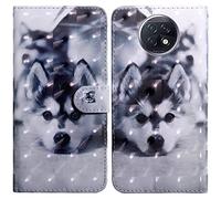 Rapuled Coque pour Xiaomi Redmi Note 9T 5G/Redmi Note 9 5G, Protection Housse en Cuir Portefeuille, Magnetique Flip Case PU Cuir à Rabat Housse Étui avec Porte Cartes [Fonction Support](Chien)