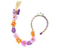 Rapunzel Wig Long Breded Wigs Bandbands for Kids, 27 Raiponel Hair with Tiara Flowers Adorn, Wig Girls Girls Princess ACCESSOIRES ACCESSOIRES EN TANGLÉE, LONGE WIG BRYDEDED