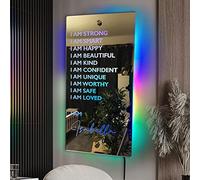 RAQUCK Lampe murale personnalisée avec miroir « I AM Affirmations » à DEL pour décoration murale RVB, fête des mères, anniversaire de mariage, cadeau d'anniversaire pour enfants, maman, amie, épouse