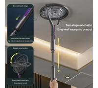 Raquette anti-insectes à tête rotative, tapette à mouche électrique Rechargeable, tueur de mouches et piège à moustiques, lampe pour l'intérieur et l'extérieur Short Type