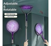 Raquette anti-insectes à tête rotative, tapette à mouche électrique Rechargeable, tueur de mouches et piège à moustiques, lampe pour l'intérieur et l'extérieur Long Type