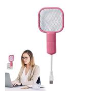 Raquette Anti-Mouches électrique - 2-en-1 Raquette Tue-Mouches USB Rechargeable & Lampe Anti-moustiques, Filet de sécurité à 5 Couches pour intérieur et extérieur (modèle 2025)