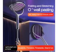 Raquette anti-moustiques électrique télescopique et lampe piège UV, extensible 109 cm, tueur physique sûr, rechargeable, fixation murale sans interstice 2pc-ss