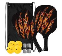 Raquette de pickleball en carbone texturé avec griffe orange ardent | ensemble de palas de pickleball pour adultes hommes femmes