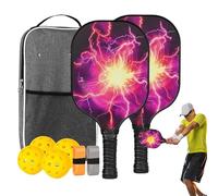Raquette de Pickleball - en Fibre de Verre | Kit de Paddleball Grip | Noyau en nid d'abeille en polypropylène | Accessoires de Sport ergonomiques en Fibre de Verre | 2 Raquettes | 4 balles, 1