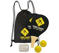 Schildkröt Set Street Racket 970115 – 2 raquettes, 2 balles en mousse, sac de transport, noir-jaune