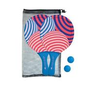 Raquettes de beachball - SCHILDKROT - Néoprène jaune/bleu impression verte - 2 balles Ø40mm - Sac filet refermable