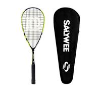 Raquette de Squash en Fibre de Carbone avec Poignée Antidérapante et Cordage Résistant Palette Classique Légère Adaptée aux Amateurs Professionnels, Jaune