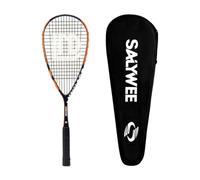 Raquette de Squash en Fibre de Carbone avec Poignée Antidérapante et Cordage Résistant Palette Classique Légère Adaptée aux Amateurs Professionnels, Orange