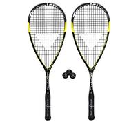 Raquette de Squash Tecnifibre Carboflex 125 Heritage Basaltex (2 x Raquettes + 3 balles de Squash Pro)