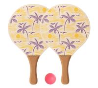 Raquette de tennis de plage en bois avec balle de palmier Softee Jaune TU