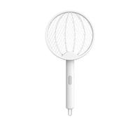 Raquette Electrique Insecte Tue Mouche - Raquette tapette à Mouche | Lampe Anti-Mouche Rechargeable Pliable 2 en 1 de Chasse-Mouche avec Filet Protection 3 Couches, Anti-Insecte Haute (Blanc)
