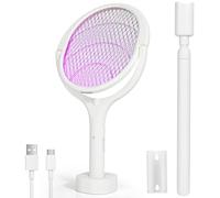 Raquette Electrique Insectes, Diealles Shine Raquette Moustique Electrique, 6 en 1 1200mAh USB Rechargeable Raquette Anti Moustique avec Rallonge Télescopique pour Maison Chambre à Coucher Cuisine